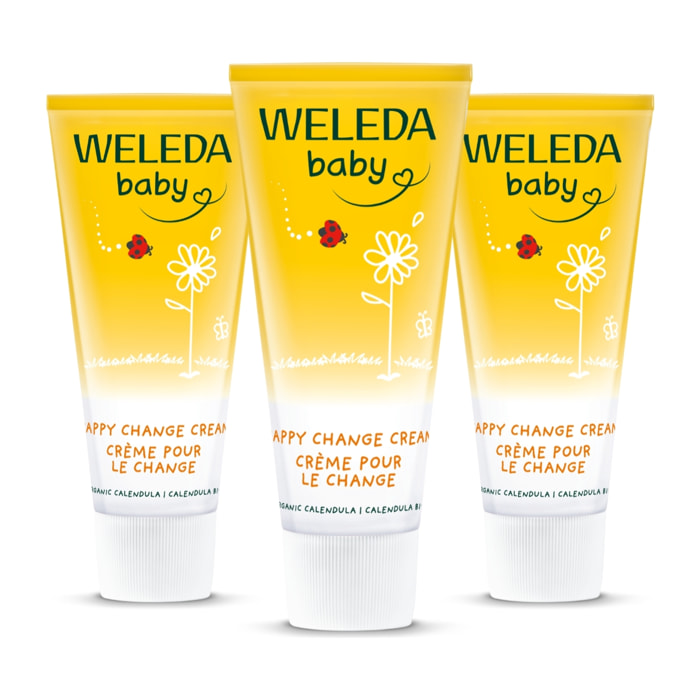 WELEDA - Trio Crème pour le Change au Calendula - Protège, régénère et apaise - Certifié Natrue** - Tube 75 ml  x 3