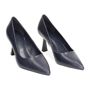 Décolleté blu, tacco 7,5 cm