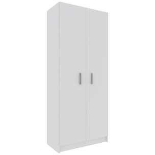 Armadio Armadietto Multiuso A Colonna Paige con 2 Ante e 5 Ripiani Ingresso Camera da Letto 73 x 180 x 37 cm Colore Bianco