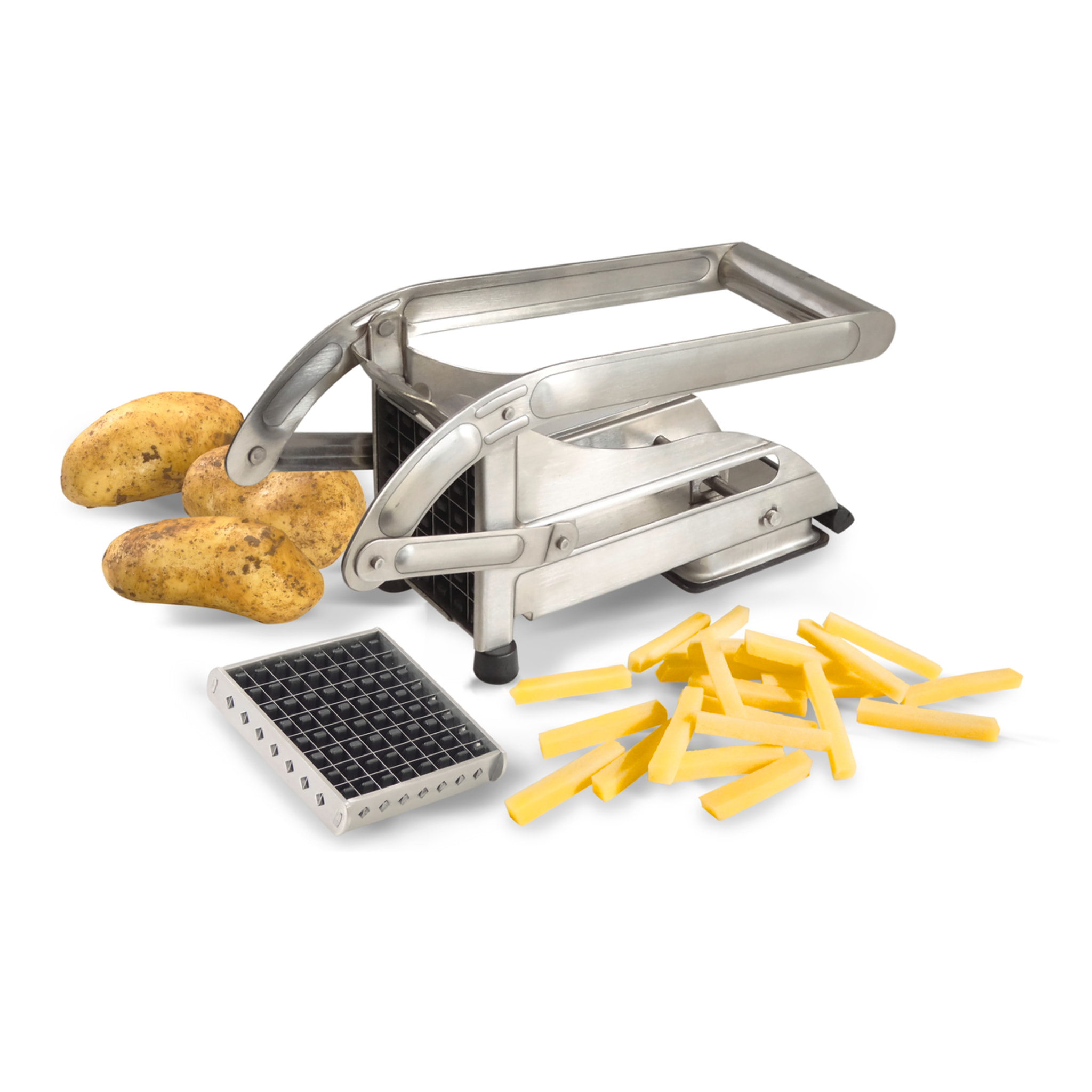 Coupe-frites ménager inox sur ventouse - 2 couteaux - Pack La Bonne Graine