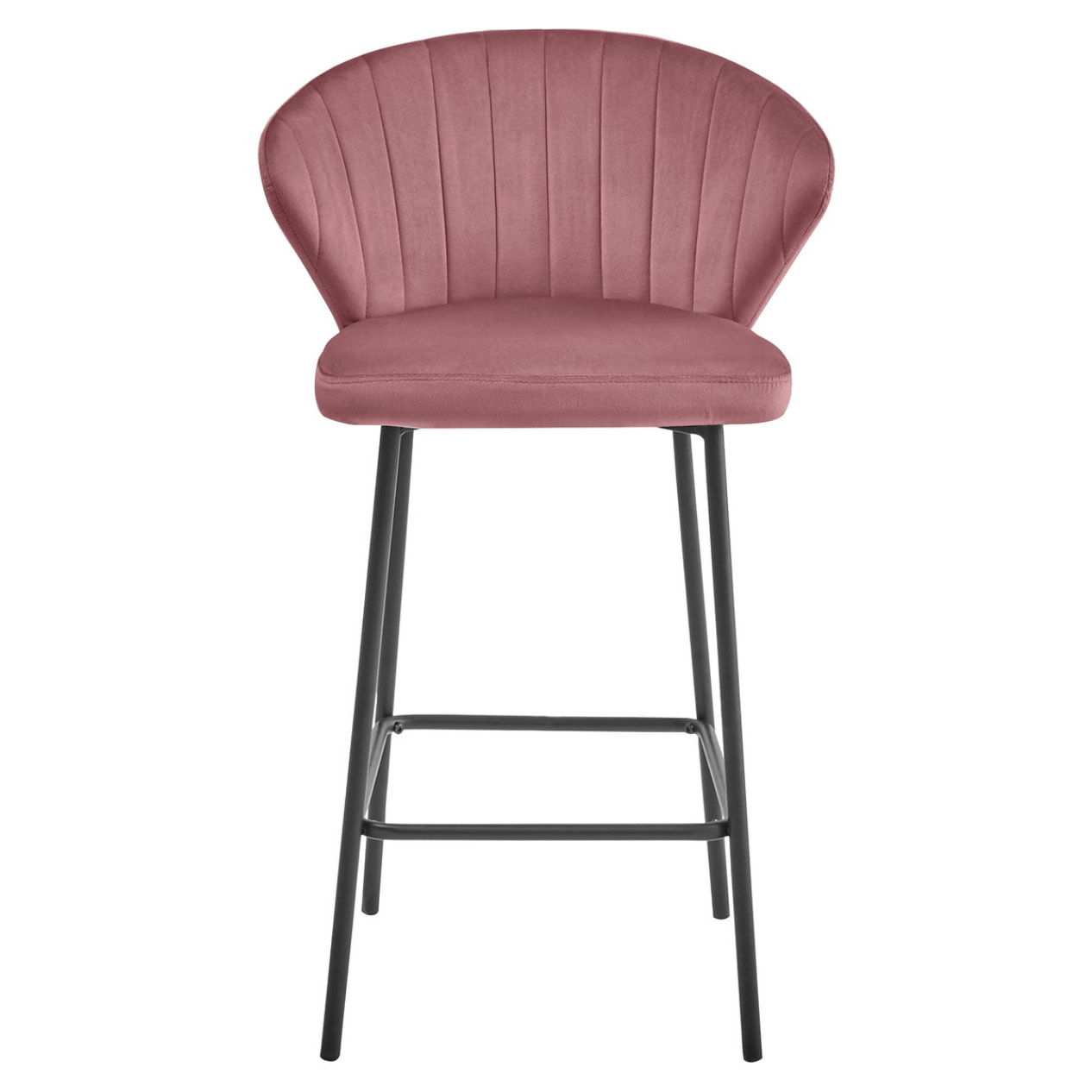 Sgabello bar Gatta in velluto rosa scuro e metallo nero