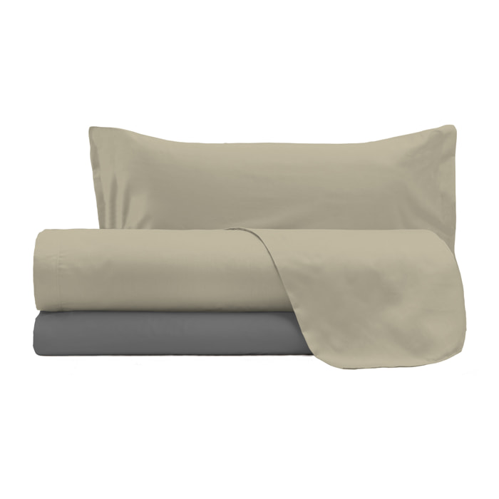 COMPLETO LETTO NATURAL COLOR, 100% COTONE - PIAZZA E MEZZA