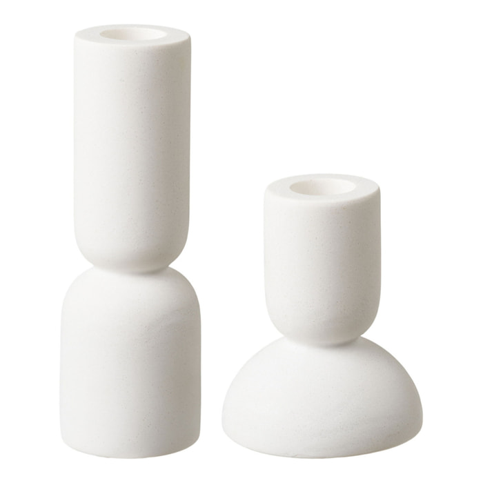 Set 2 portacandele in calcare bianco biomaterico — Vikasa Home