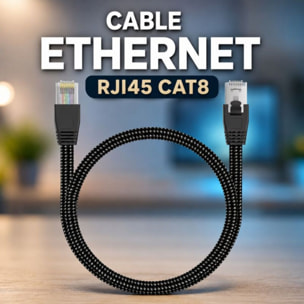 Câble Ethernet ADEQWAT RJ45 5M Droit CAT8 noir