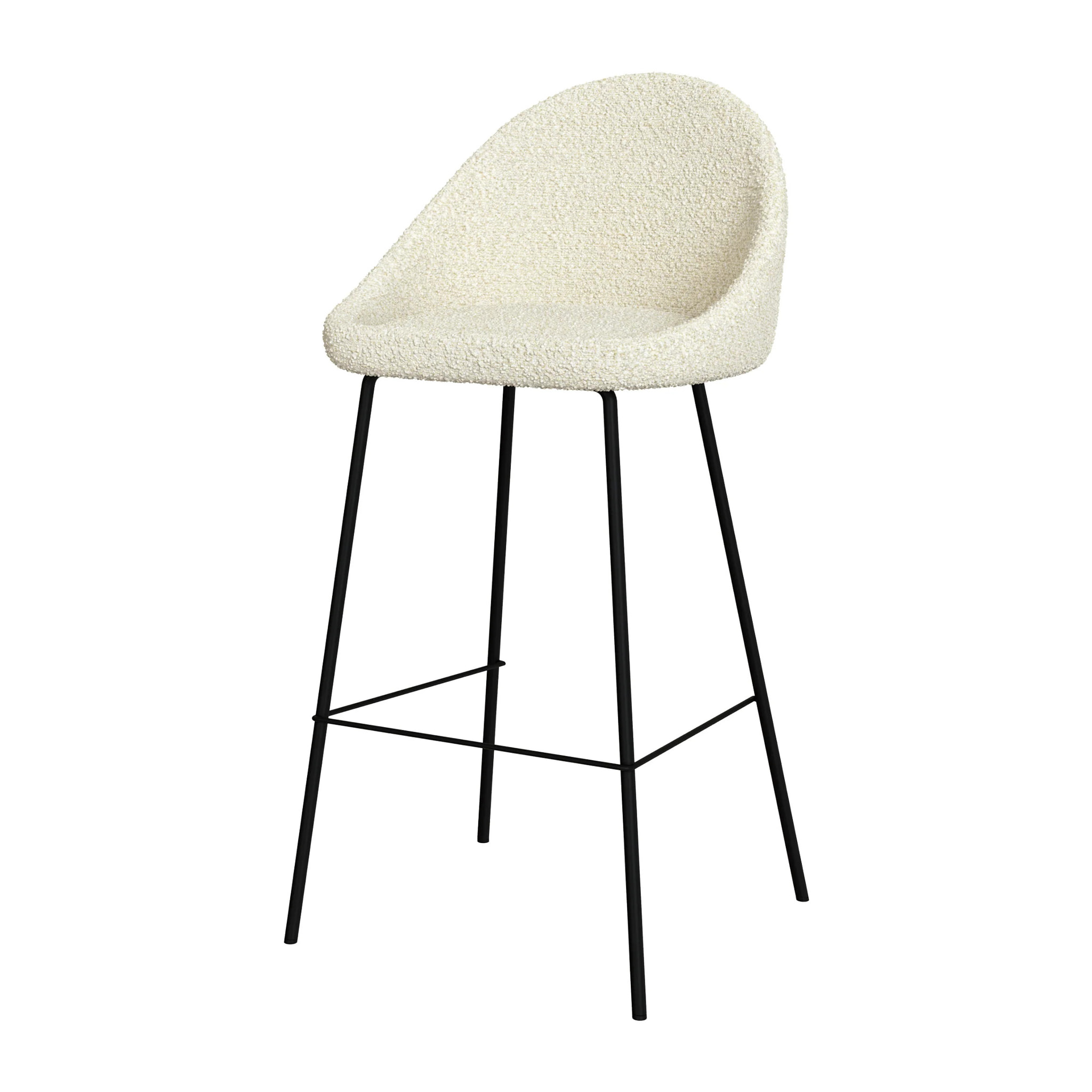 Lot de 2 chaises de bar en tissu bouclette blanche 75 cm - Misty