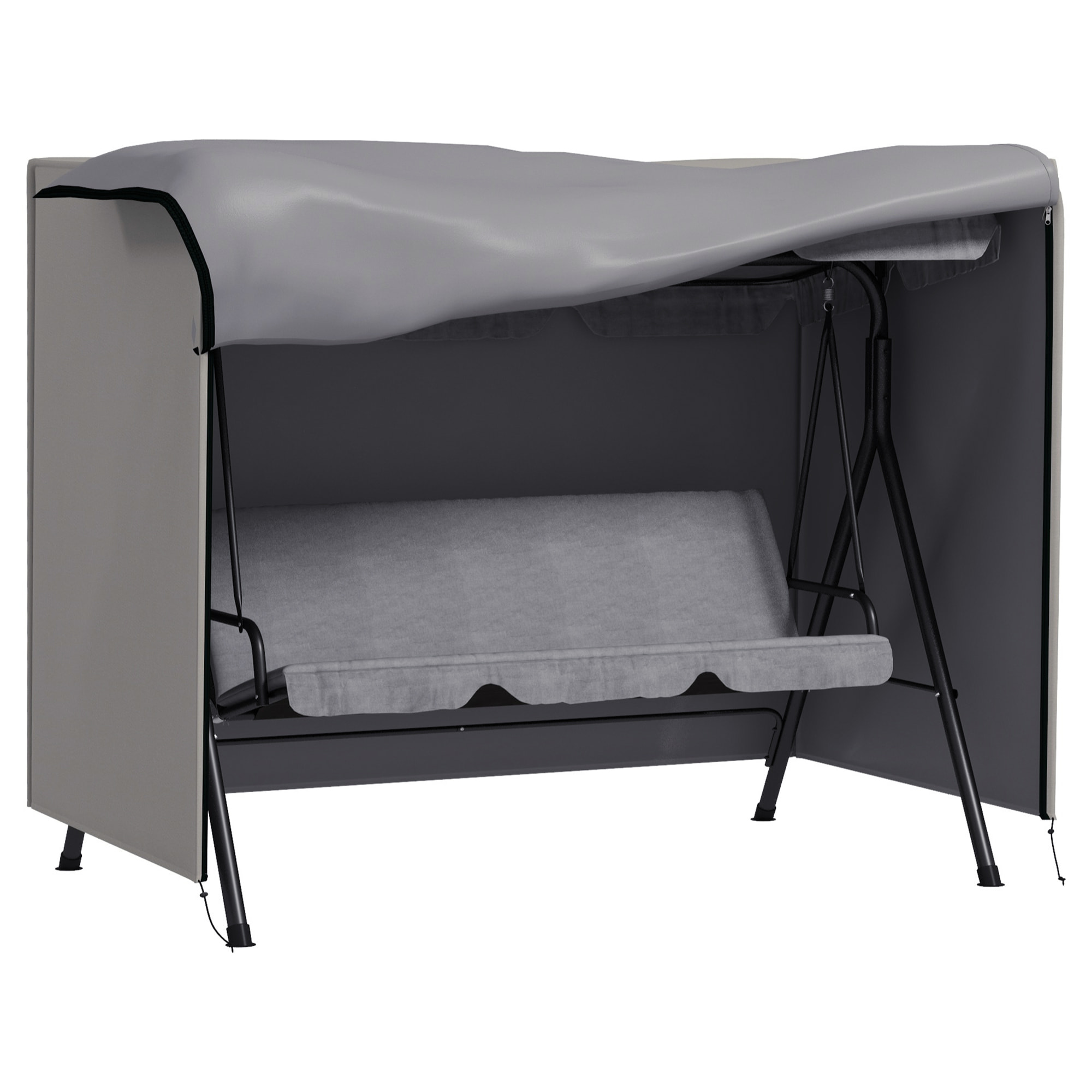 Funda Balancín Jardín Funda Columpio Jardín Exterior Cubierta de Columpio de Tela Oxford 600D con 2 Cremalleras Impermeable 205x124x164 cm Gris Claro