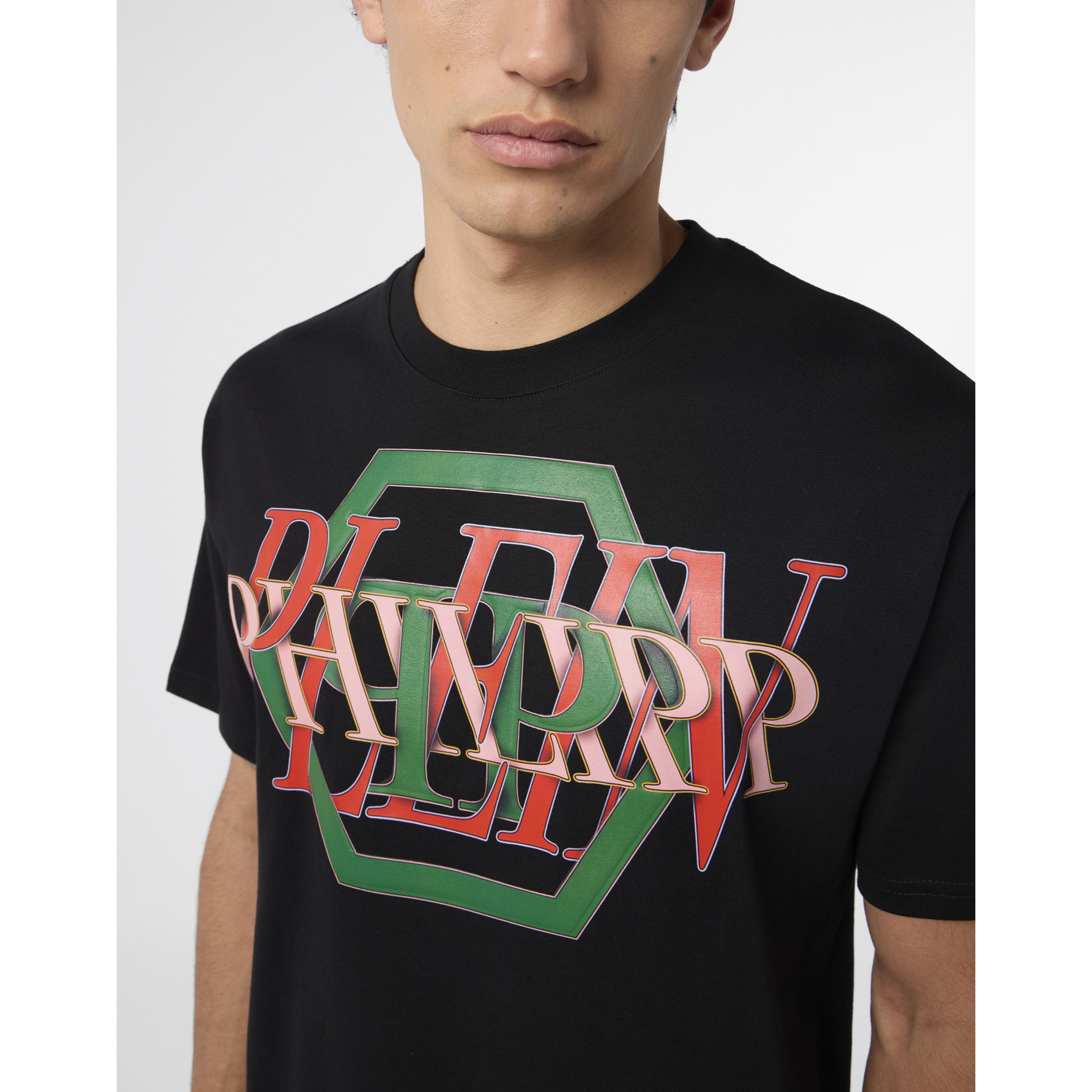 PHILIPP PLEIN Round Neck T-Shirt Logo Hexagon