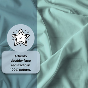 COMPLETO LETTO NATURAL COLOR, 100% Cotone, Made in Italy - OTTANIO/ACQUA