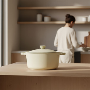 Faitout 24cm en aluminium recyclé crème - tous feux PURE