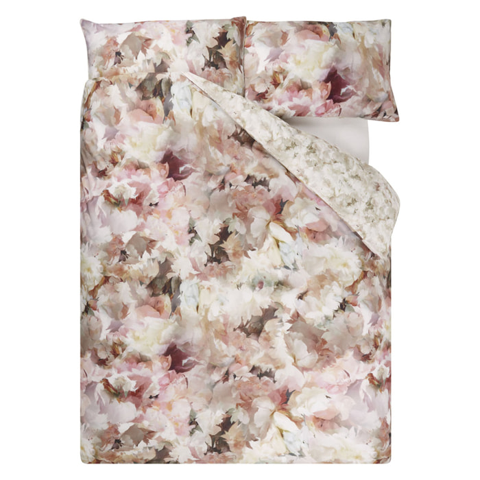 Housse de couette imprimée en percale de coton, FLEURS DE JOUR, Rose