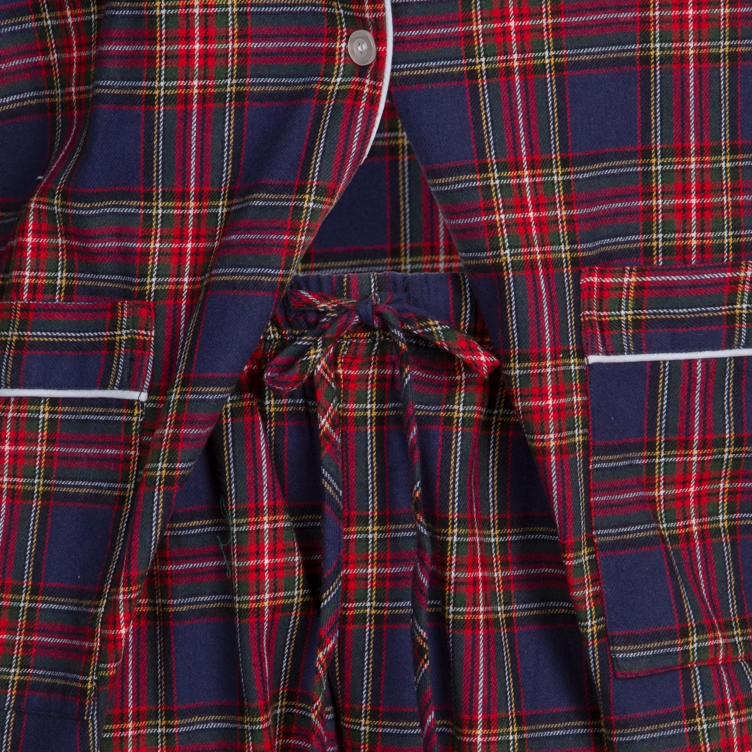 PIGIAMA DONNA in flanella scozzese blu, rosso e verde