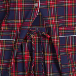 PIGIAMA DONNA in flanella scozzese blu, rosso e verde