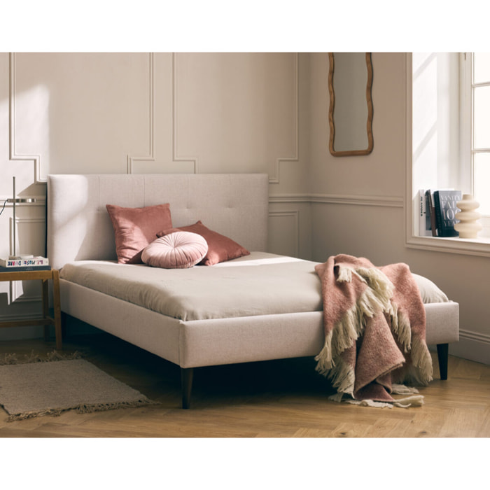 Monet - lit - 160x200 - sommier inclus - en tissu - Beige