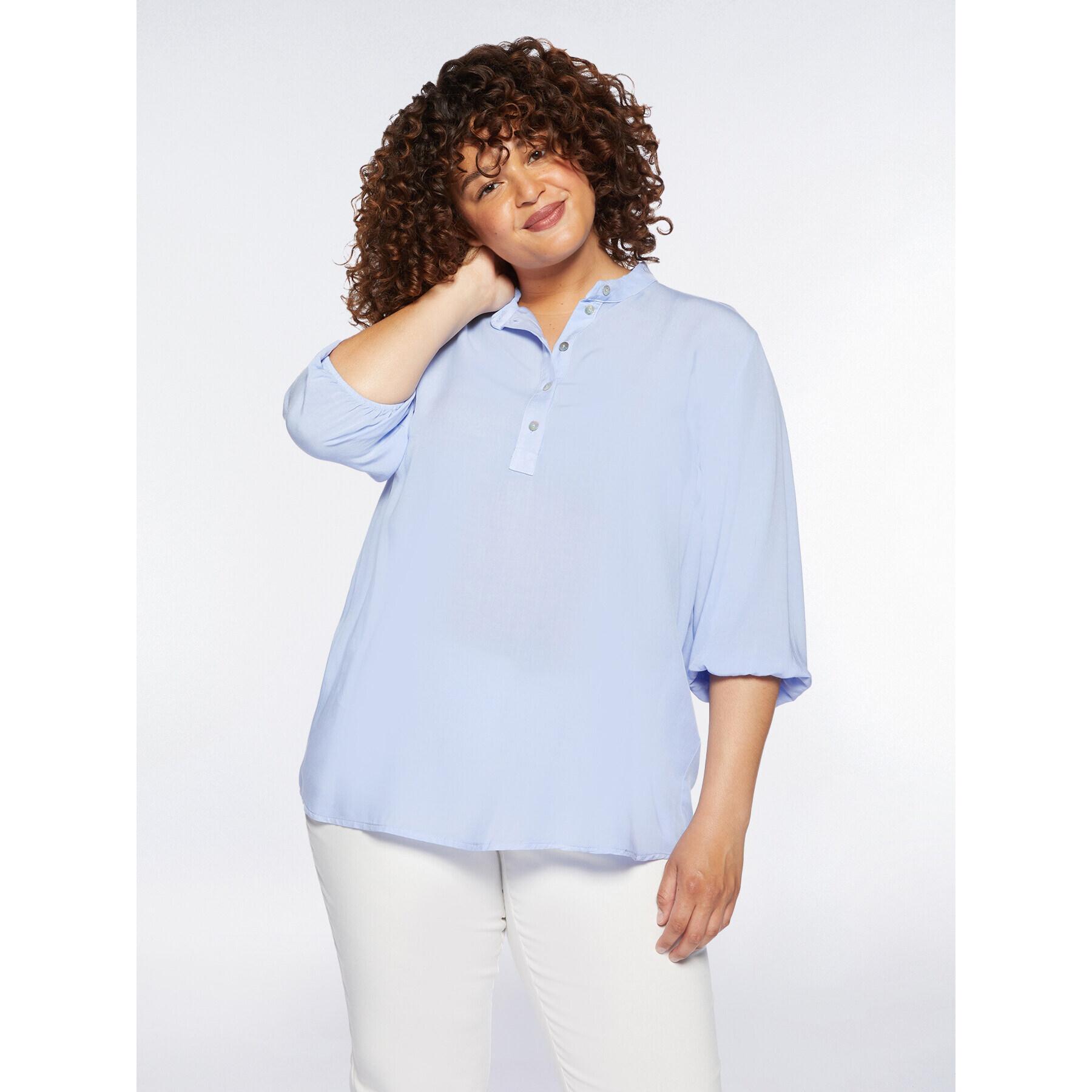 Fiorella Rubino - Blusa de viscosa con escote redondo - Light - blue