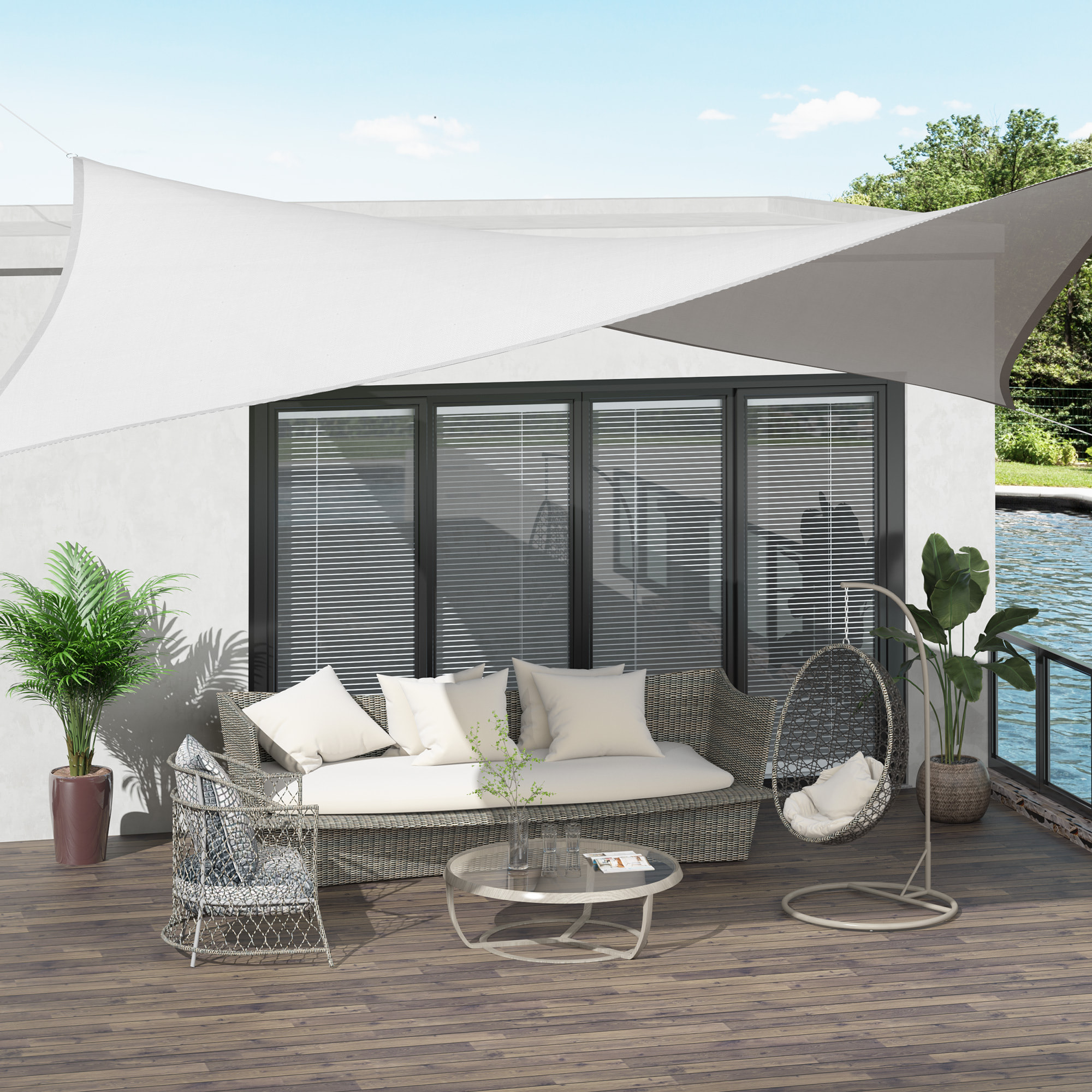 Toldo Vela cuadrado Protección UV de HDPE 4x6m Crema