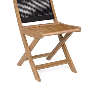 Set di sedie pieghevoli MONSARAZ in legno di acacia e corda nera