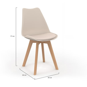 Chaises Nordia beige pieds bois - lot de 6