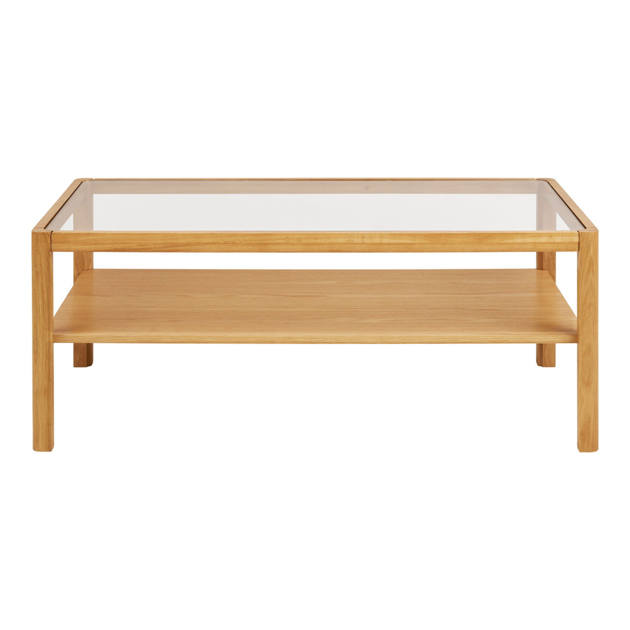 Tavolino da salotto Lourmarin in rovere e vetro temperato naturale 110×60 cm