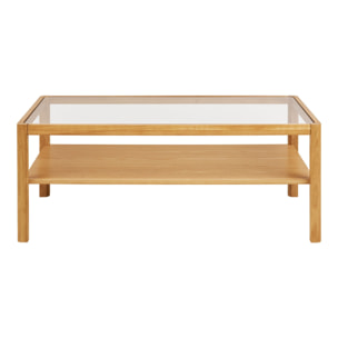 Tavolino da salotto Lourmarin in rovere e vetro temperato naturale 110×60 cm
