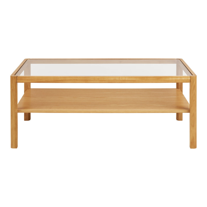 Tavolino da salotto Lourmarin in rovere e vetro temperato naturale 110×60 cm