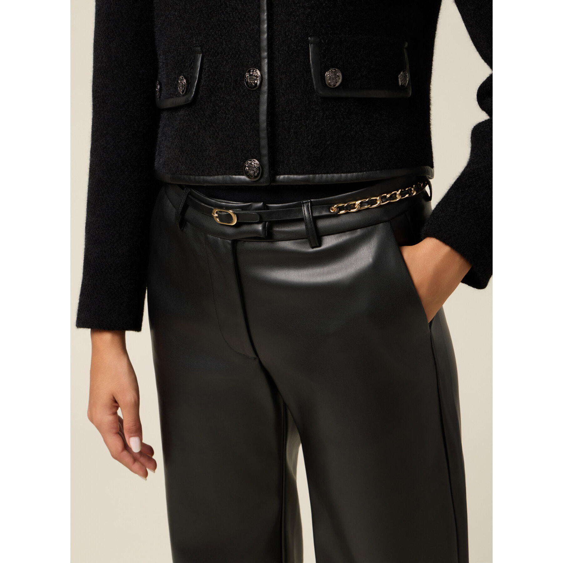 Oltre - Pantaloni in tessuto sintetico - Nero