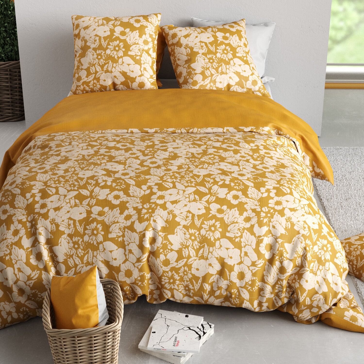 Parure housse de couette 100% coton à motifs gris - molly