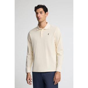 Polo ecrù a maniche lunghe con logo ricamato Rigby Go