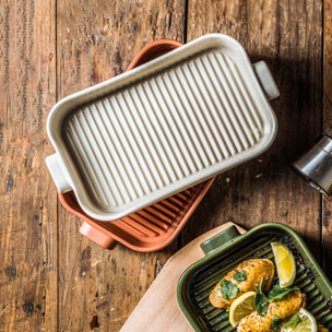 Plat à four grille en grès beige  OCTAVE