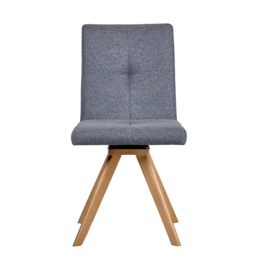 Chaise rotative en tissu & piètement en chêne - 3 coloris - HORTENSE