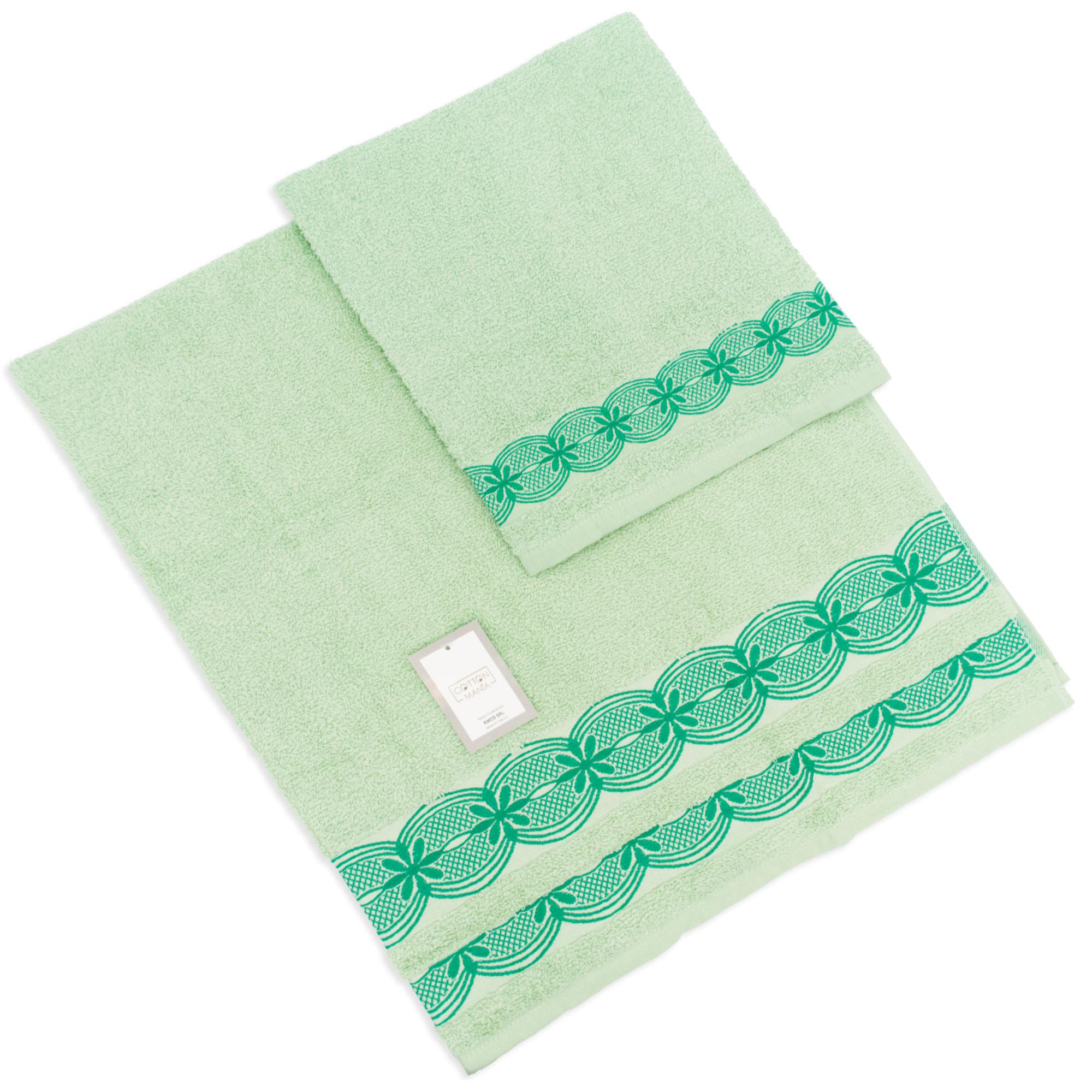 SET ASCIUGAMANI COTTON MANIA - CHAIN - VERDE CHIARO SALVIA