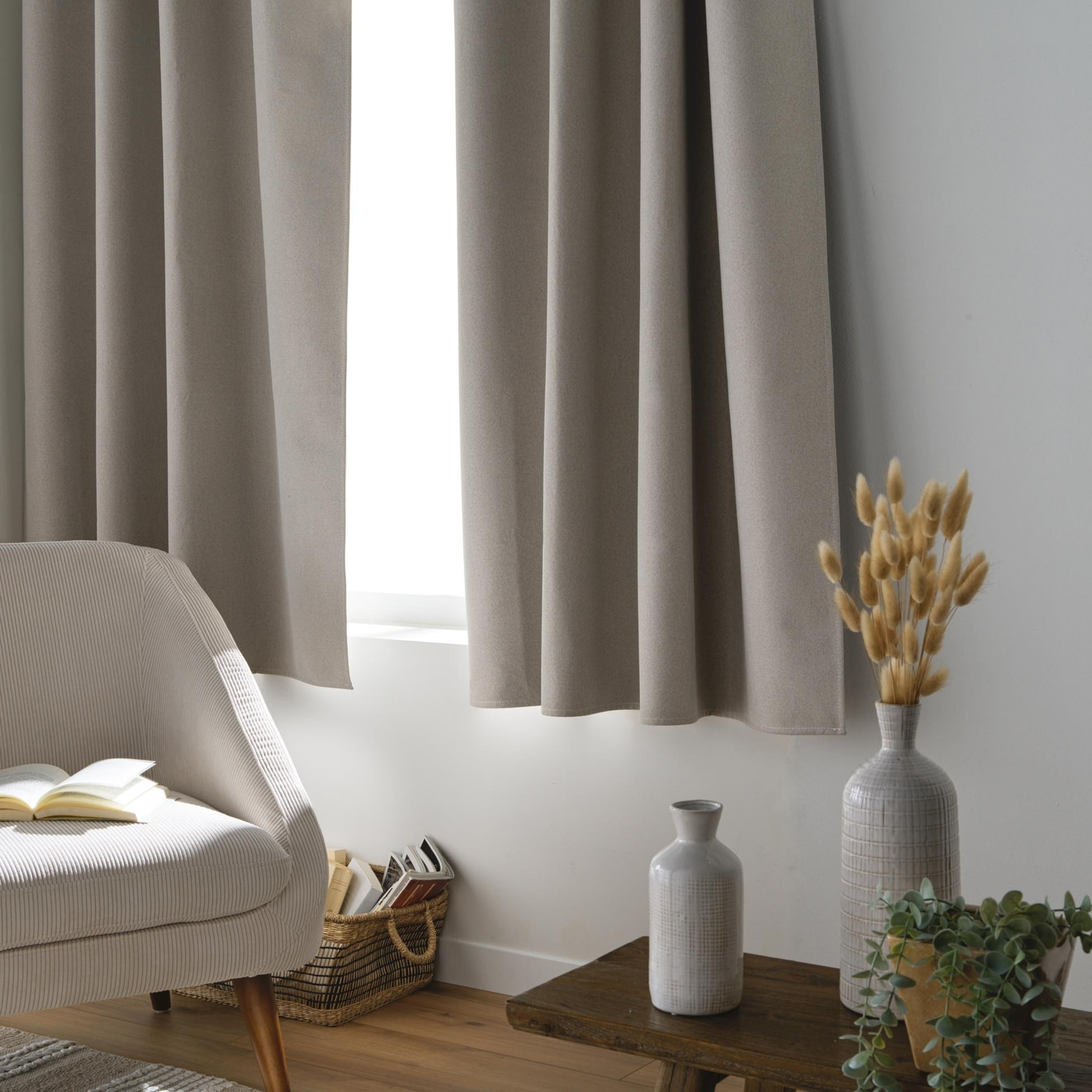 Rideau court occultant, isolant thermique et phonique en chambray - Lin