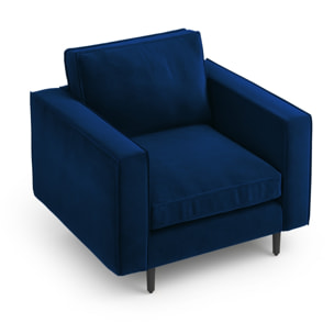 Fauteuil "Alexis" en velours bleu roi