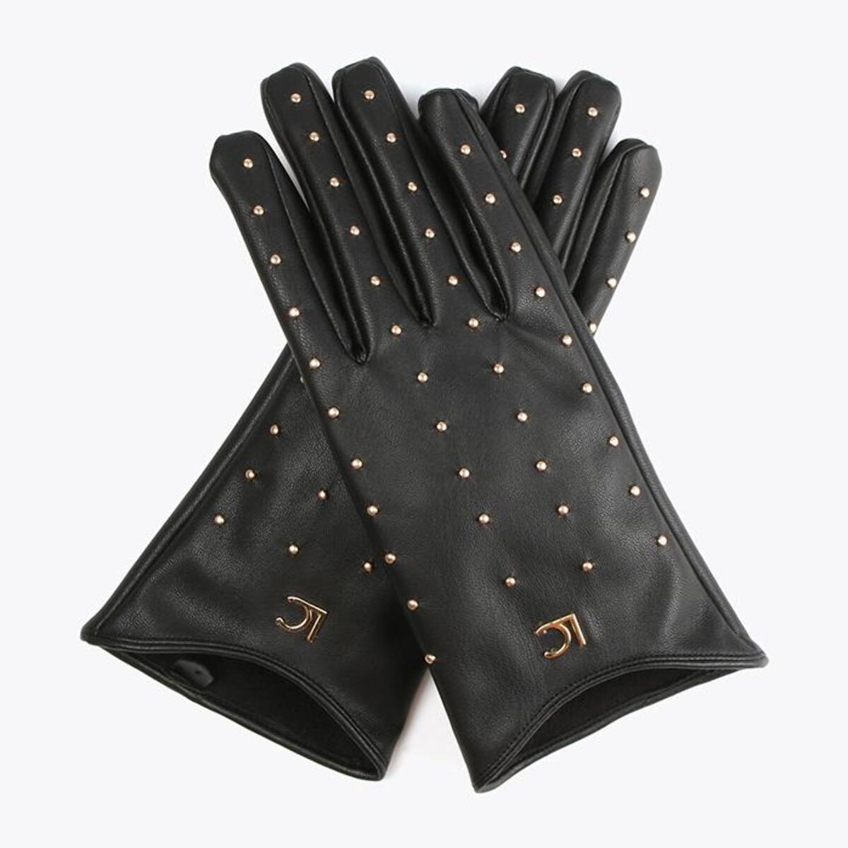 Guanto effetto pelle con borchie