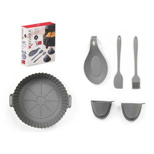 Set di 6 utensili in silicone per friggitrice ad aria.