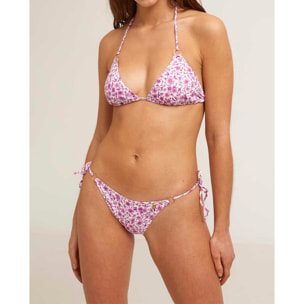 Top de bikini triangular de cortina con estampado de flores