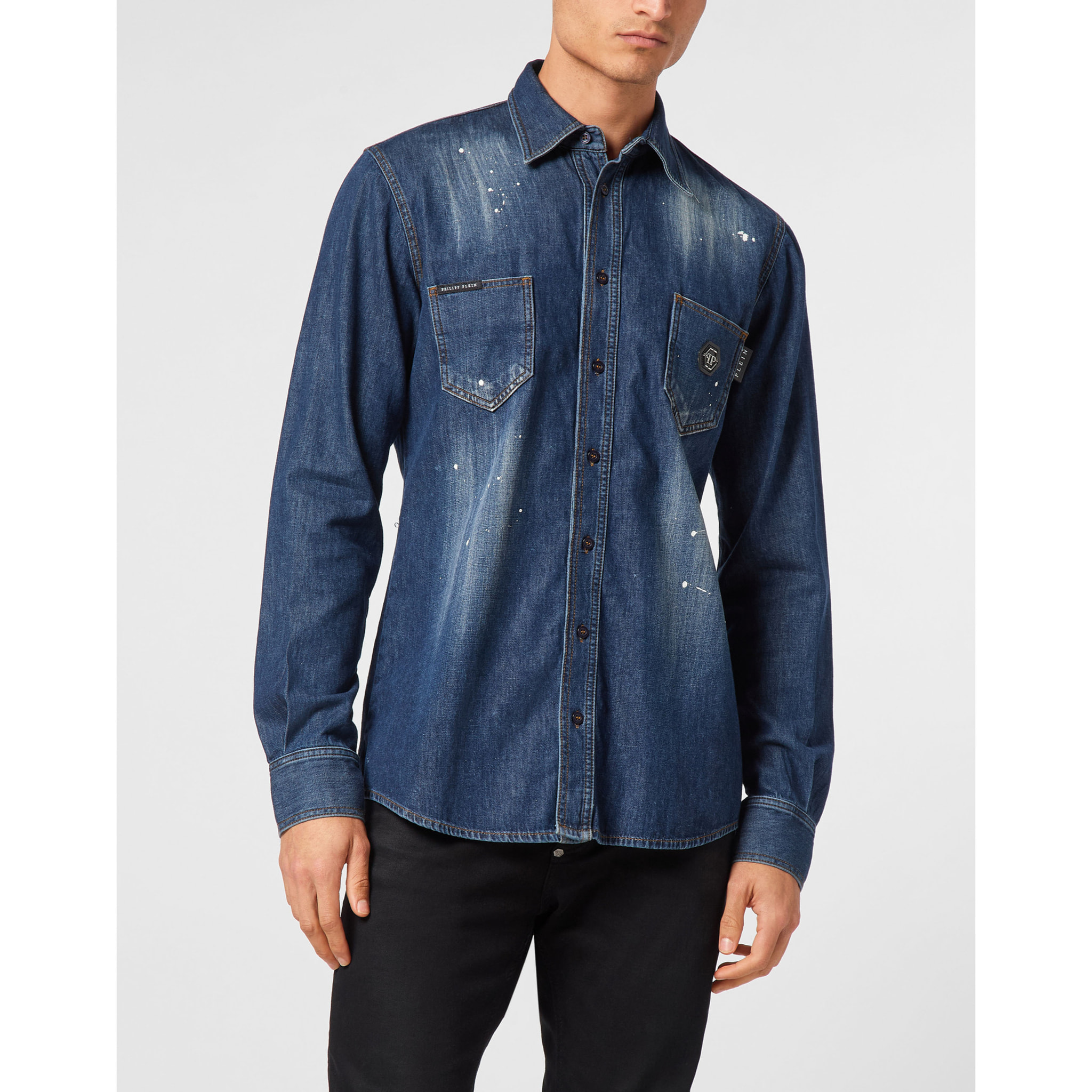 PHILIPP PLEIN Camisa vaquera SKULL&BONES