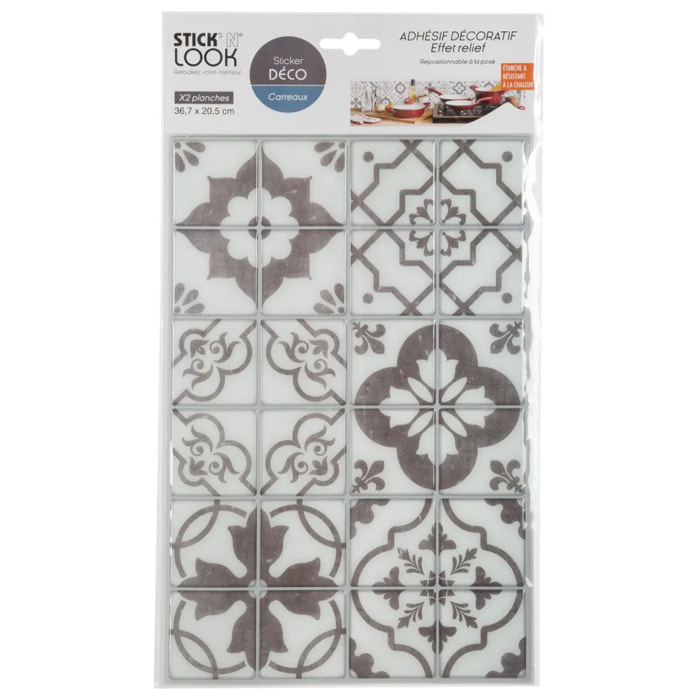 Lot de 2 stickers carrelages carrelages gris