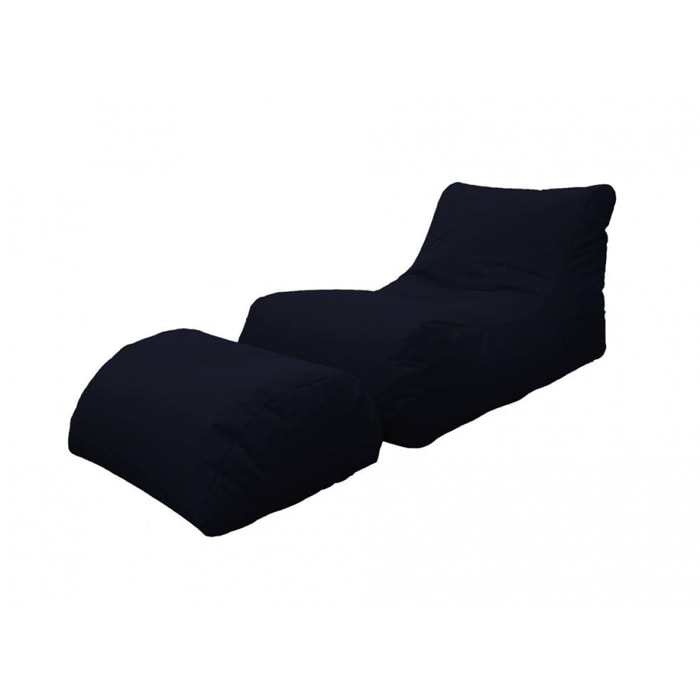 Chaise Longue moderna da soggiorno, Made in Italy, Poltrona con poggiapiedi in Nylon, Pouf imbottito per camera da letto, cm 120x80h60, colore Nero