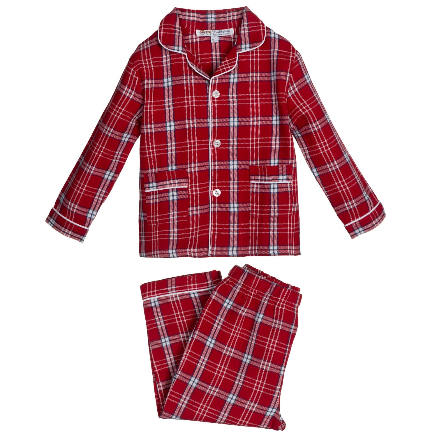 PIGIAMA BABY in flanella scozzese rosso e bianco