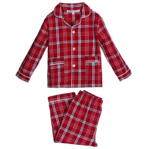 PIGIAMA BABY in flanella scozzese rosso e bianco