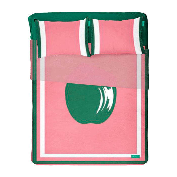 set de sabanas 4pcs cama doble: sabana encimera + sabana bajera + 2 fundas de almohada Benetton fruits