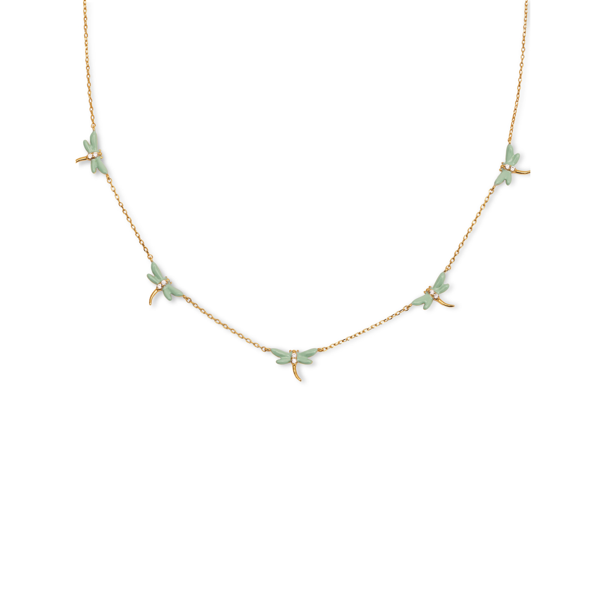 Collar Libélula Baño Oro