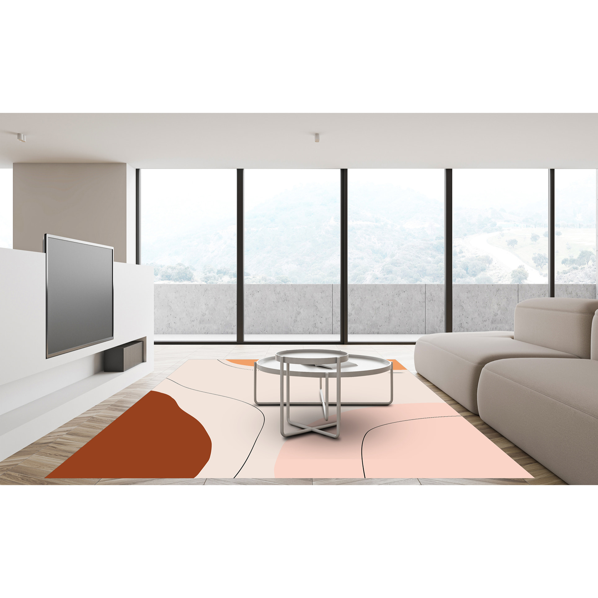 Alfombra de vinilo CERAMIKO, Tania, diseño moderno [Diam] 100 cm