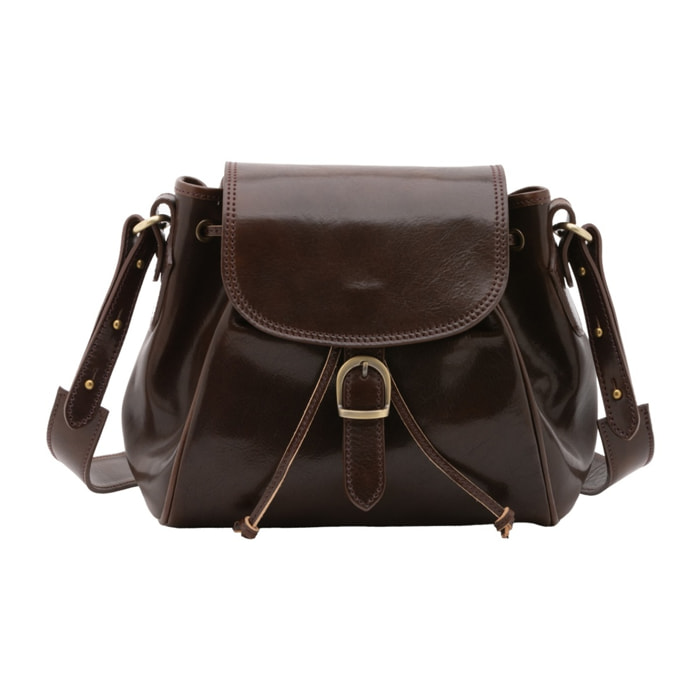 Borsa a secchiello da donna - Modello False - Vera pelle - 24.0 x 24.0 x 14.0 cm