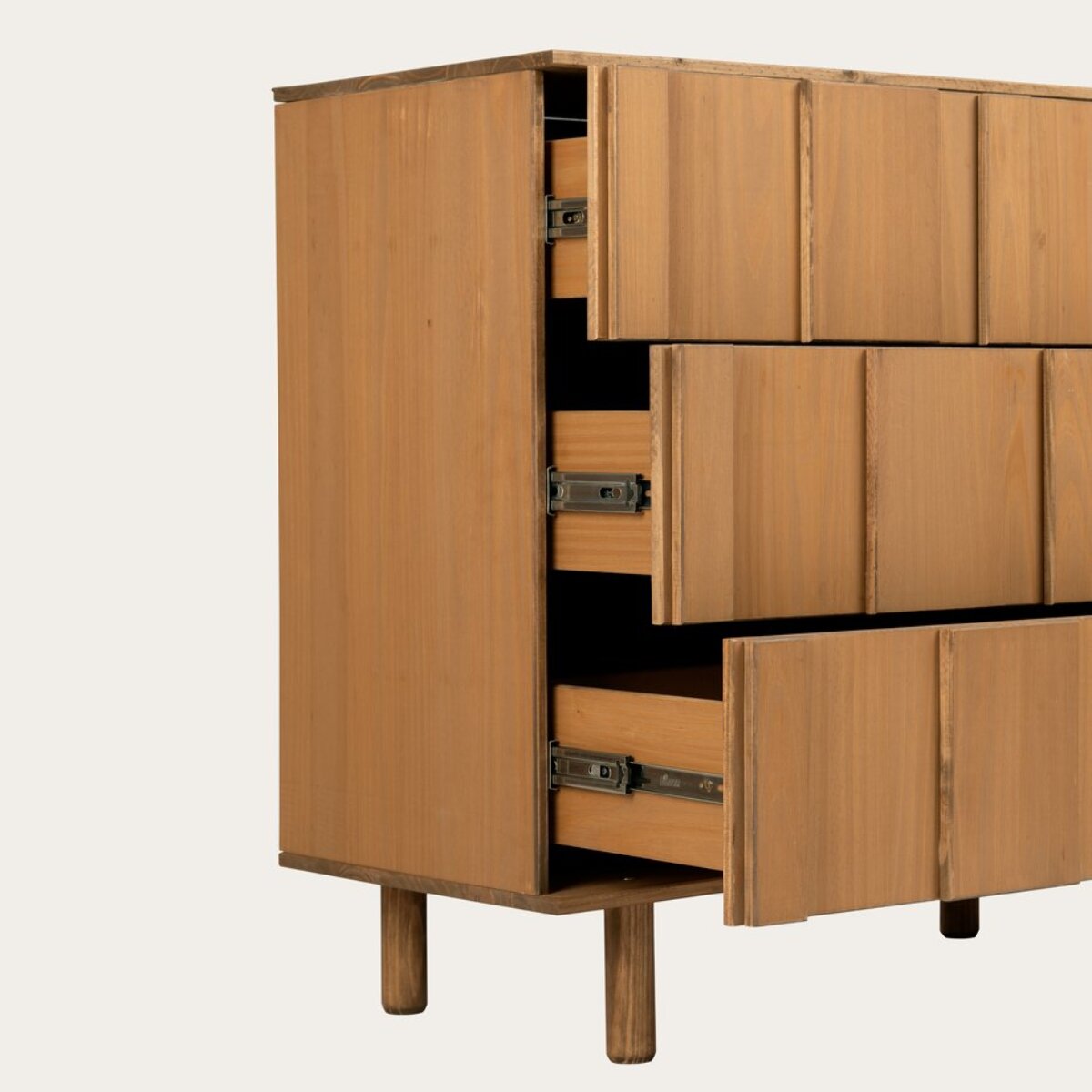 Commode Sandoli -bois massif d'araucaria-couleur nogal 100 x 90 x 45 cm