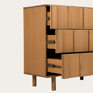 Commode Sandoli -bois massif d'araucaria-couleur nogal 100 x 90 x 45 cm