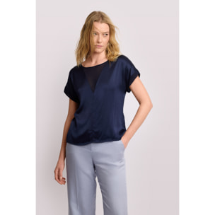 Kocca - Blusa con inserto Donna, Tinta unita, Girocollo