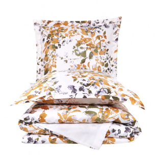 Parure housse de couette 240x220 cm et 2 taies d'oreiller 63x63cm satin de coton imprimé