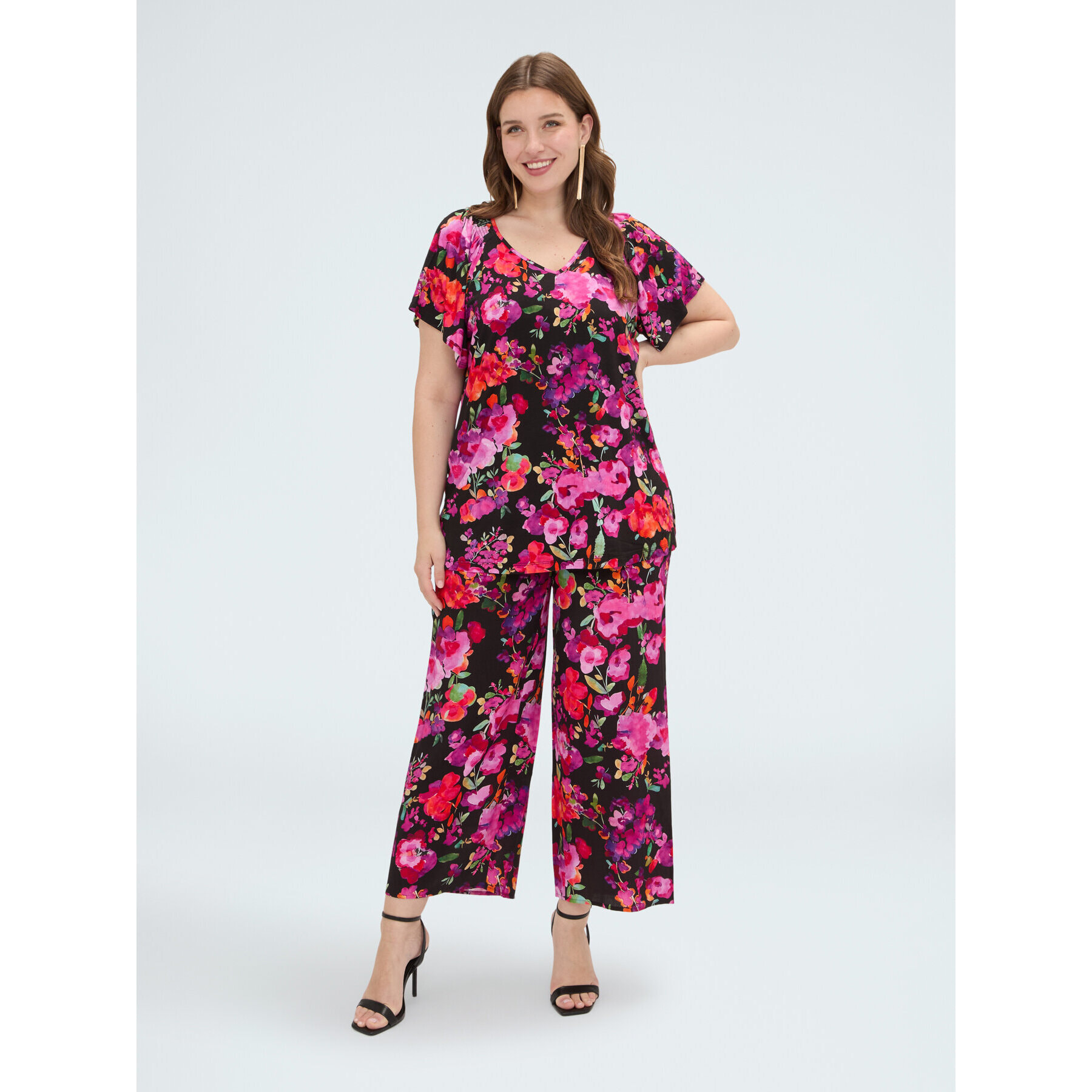 Fiorella Rubino - Pantalones florales - Negro