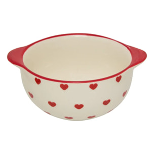 Bol motif coeurs Valentine blanc et rouge